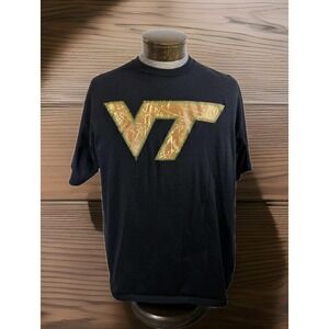 Virginia Tech VT Majestic T Shirt Mens‎ XL Black Camo Graphic Logo Section 101